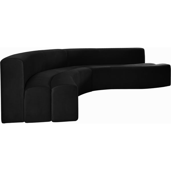 Meridian Curl Black Velvet 2pc. Sectional IMAGE 1