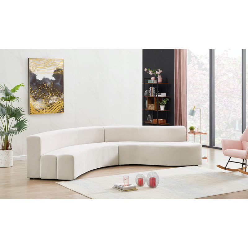 Meridian Curl Cream Velvet 2pc. Sectional IMAGE 2