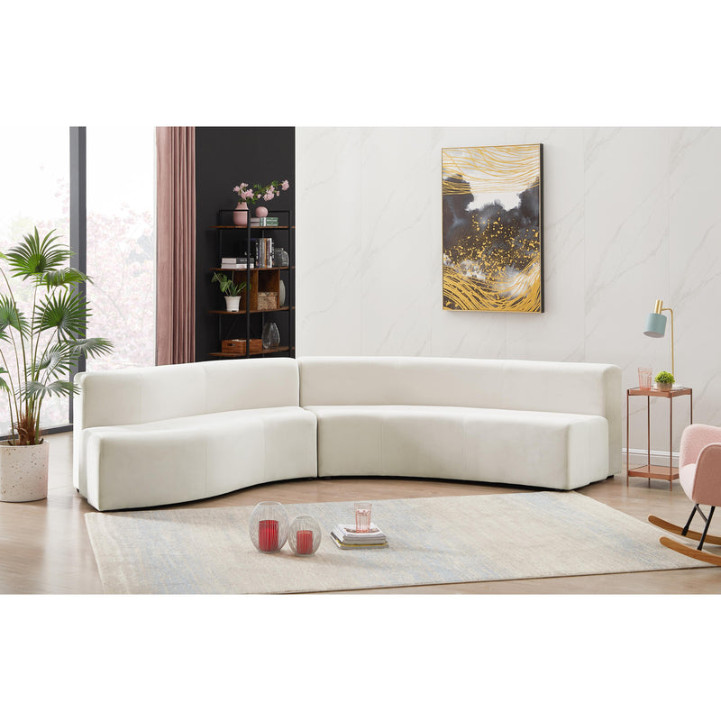 Meridian Curl Cream Velvet 2pc. Sectional IMAGE 4