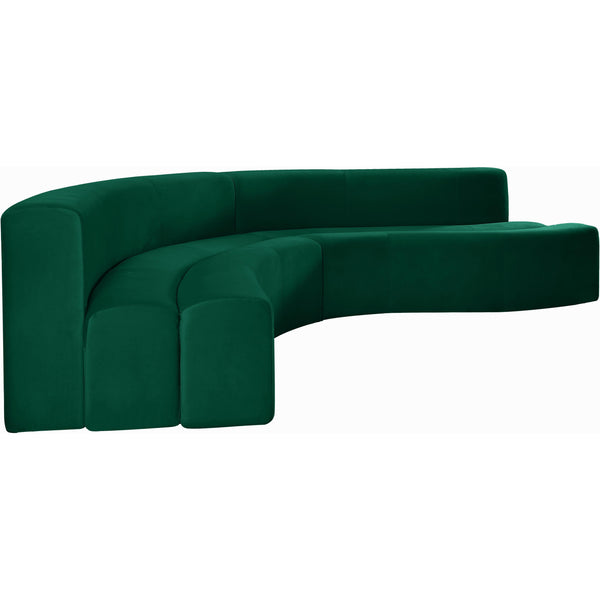 Meridian Curl Green Velvet 2pc. Sectional IMAGE 1