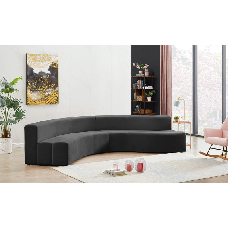 Meridian Curl Grey Velvet 2pc. Sectional IMAGE 2