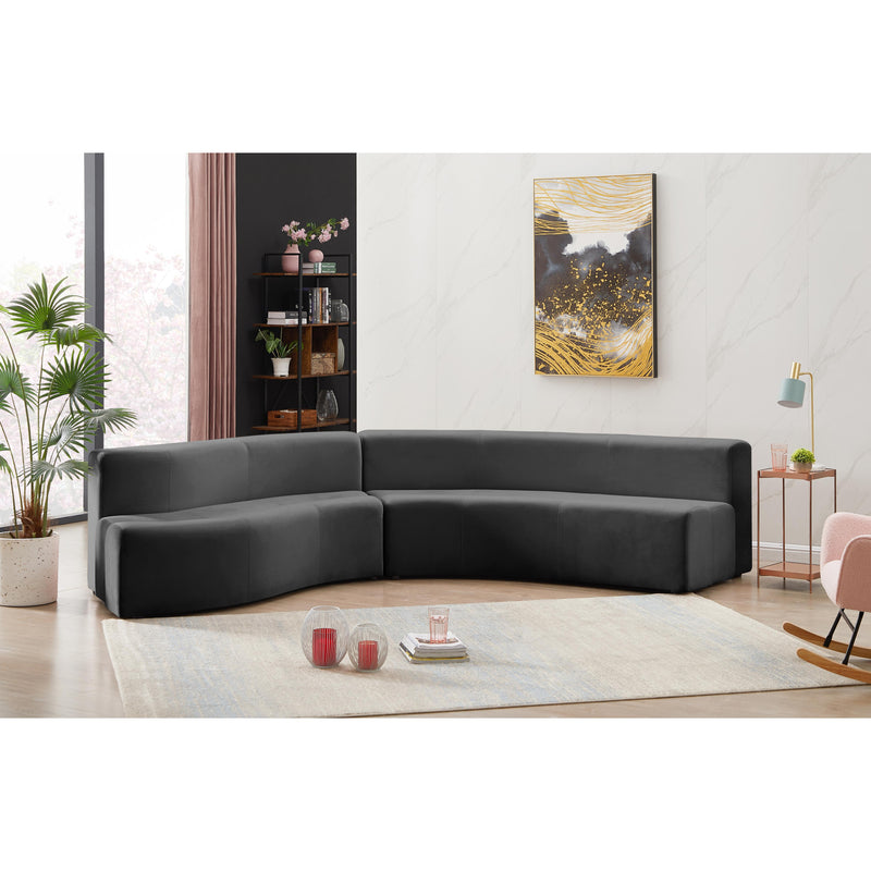 Meridian Curl Grey Velvet 2pc. Sectional IMAGE 4