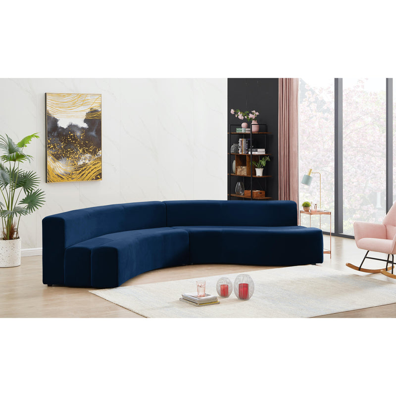 Meridian Curl Navy Velvet 2pc. Sectional IMAGE 2