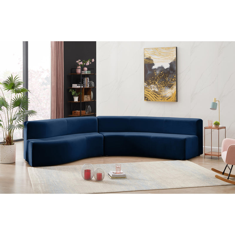 Meridian Curl Navy Velvet 2pc. Sectional IMAGE 4