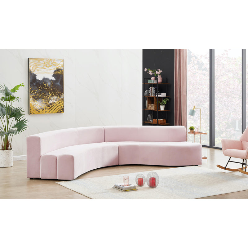 Meridian Curl Pink Velvet 2pc. Sectional IMAGE 2