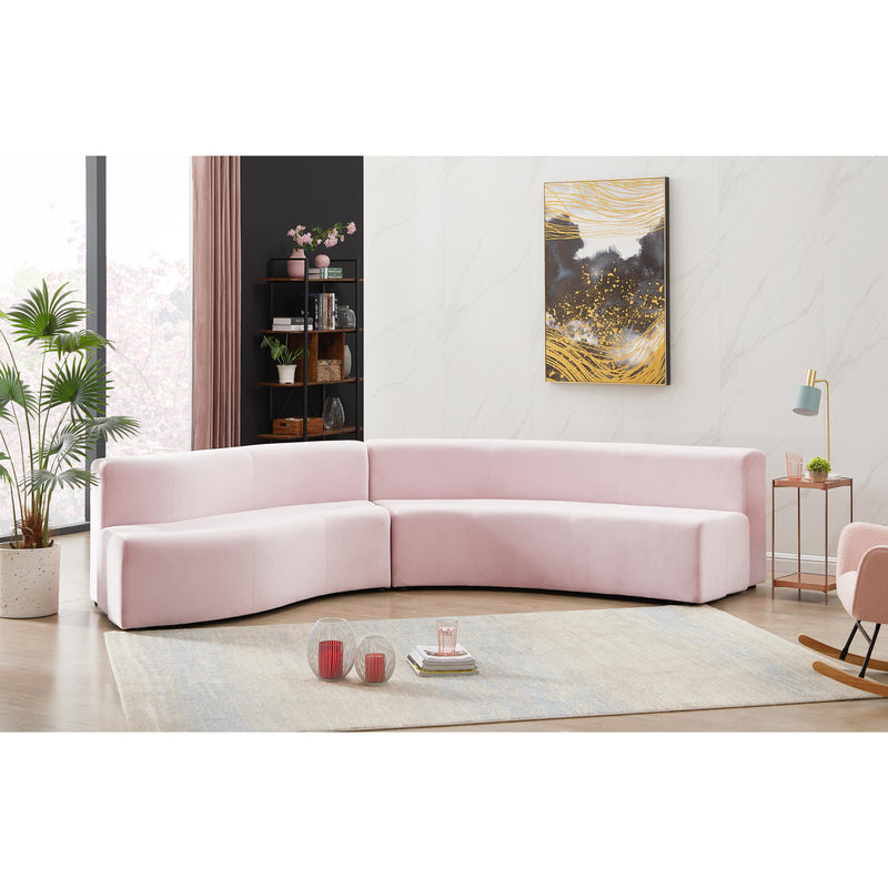 Meridian Curl Pink Velvet 2pc. Sectional IMAGE 4