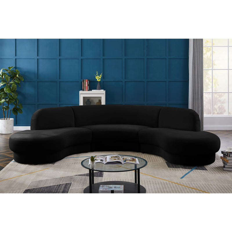 Meridian Rosa Black Velvet 3pc. Sectional (3 Boxes) IMAGE 2