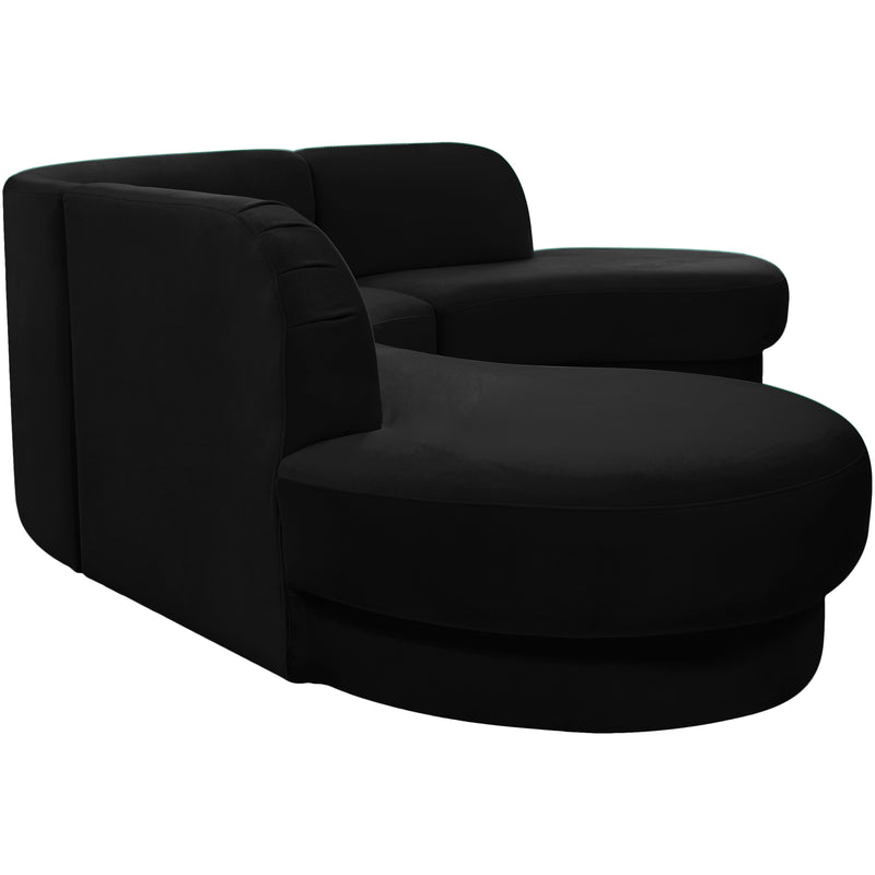 Meridian Rosa Black Velvet 3pc. Sectional (3 Boxes) IMAGE 8