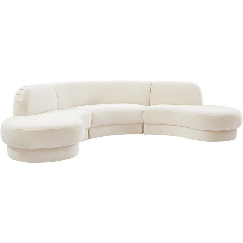 Meridian Rosa Cream Velvet 3pc. Sectional (3 Boxes) IMAGE 1