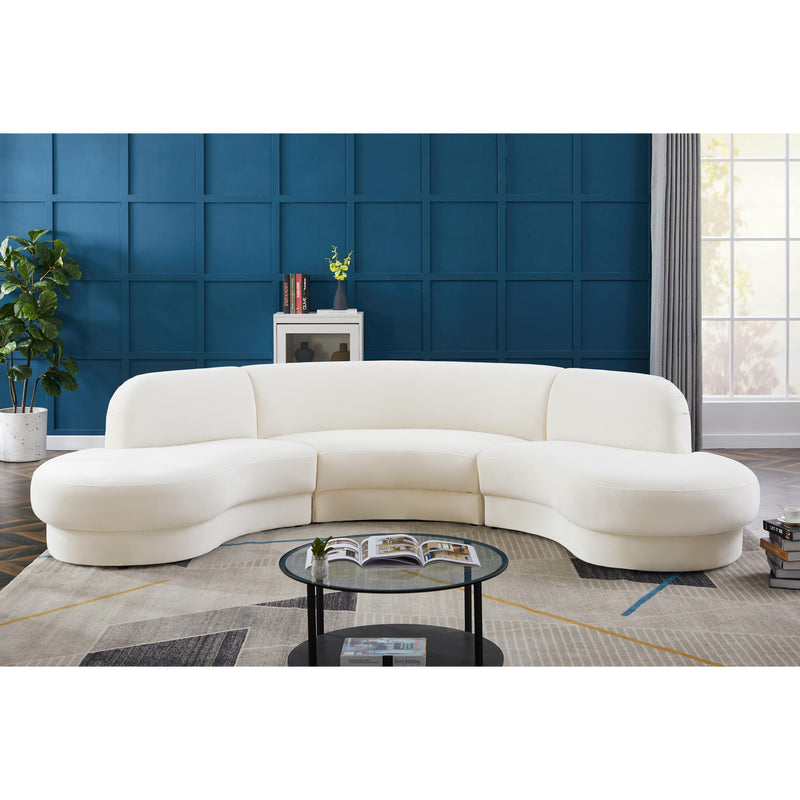 Meridian Rosa Cream Velvet 3pc. Sectional (3 Boxes) IMAGE 2