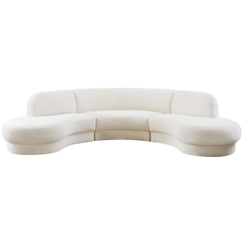 Meridian Rosa Cream Velvet 3pc. Sectional (3 Boxes) IMAGE 4