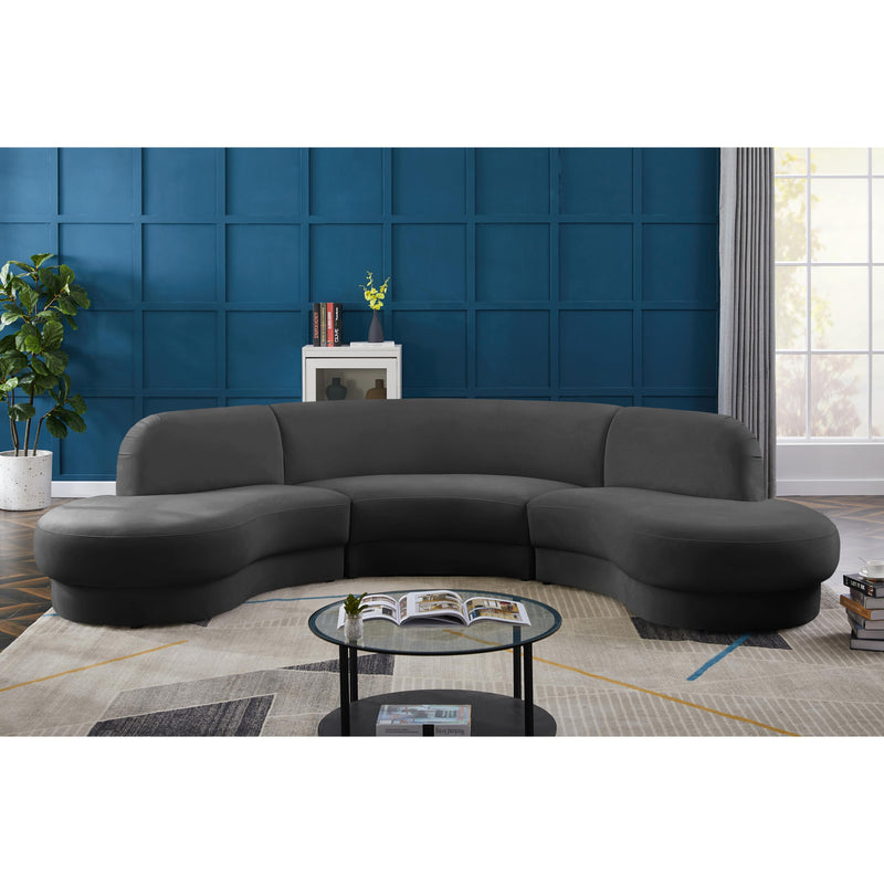 Meridian Rosa Grey Velvet 3pc. Sectional (3 Boxes) IMAGE 2