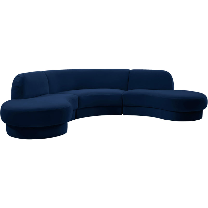 Meridian Rosa Navy Velvet 3pc. Sectional (3 Boxes) IMAGE 1