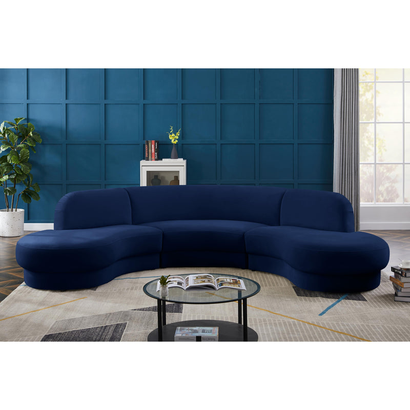 Meridian Rosa Navy Velvet 3pc. Sectional (3 Boxes) IMAGE 2