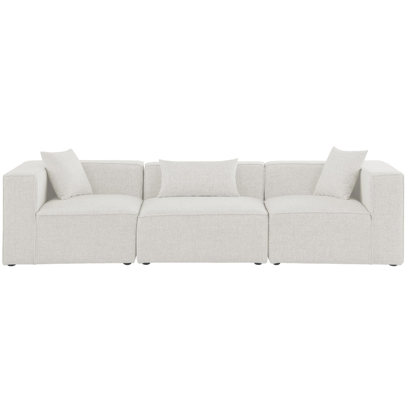 Meridian Cube Cream Durable Linen Textured Modular Sofa IMAGE 4