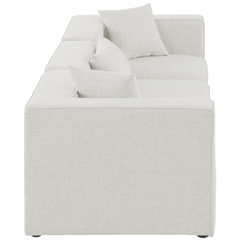 Meridian Cube Cream Durable Linen Textured Modular Sofa IMAGE 5