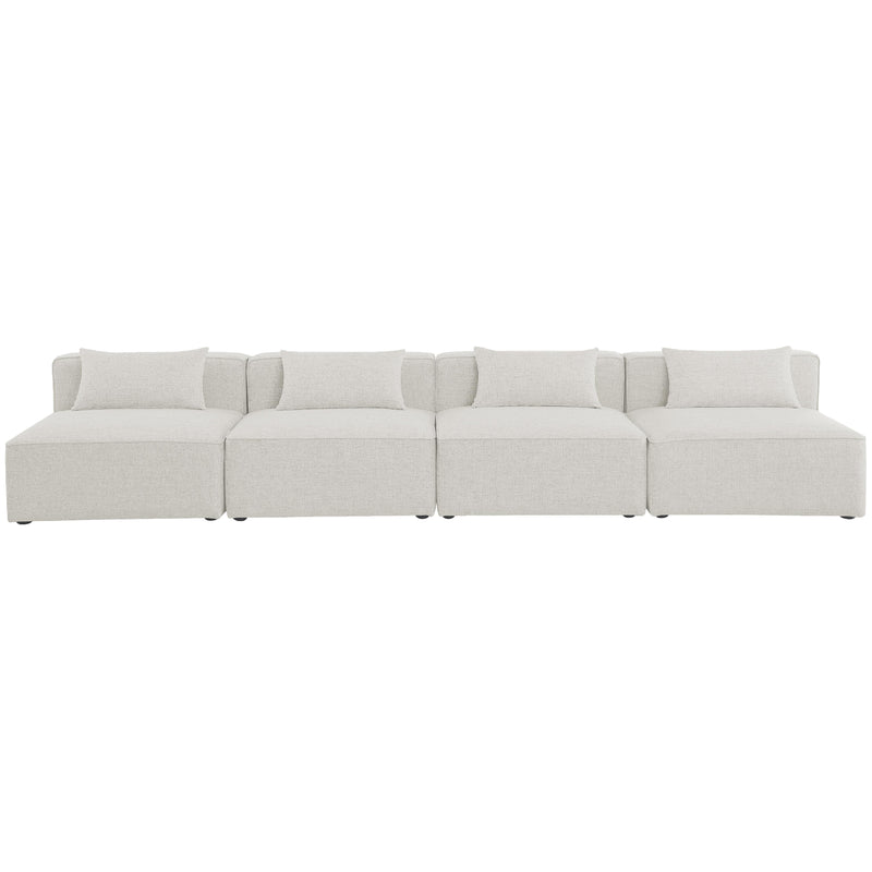 Meridian Cube Cream Durable Linen Textured Modular Sofa IMAGE 4