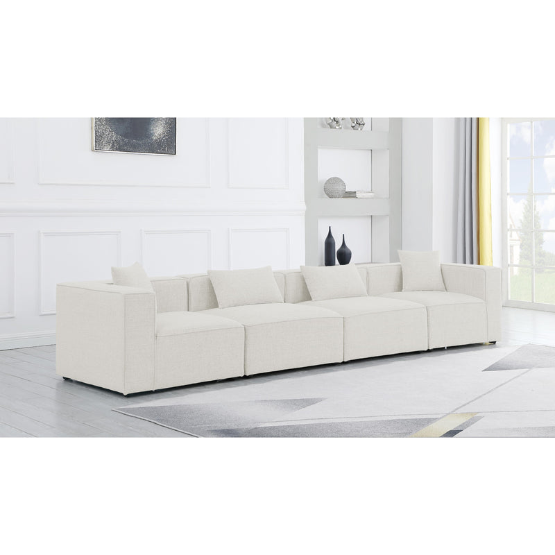Meridian Cube Cream Durable Linen Textured Modular Sofa IMAGE 2