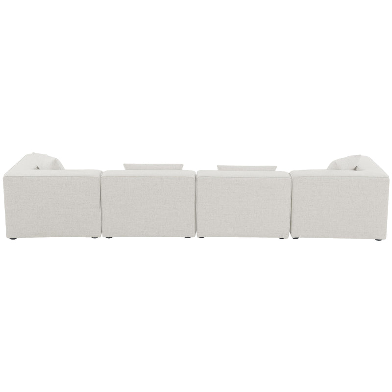 Meridian Cube Cream Durable Linen Textured Modular Sofa IMAGE 3