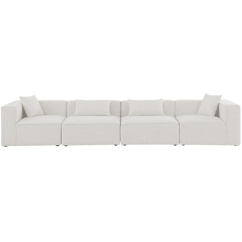 Meridian Cube Cream Durable Linen Textured Modular Sofa IMAGE 4