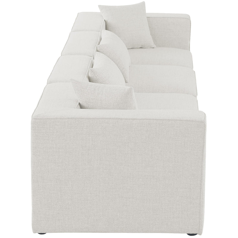 Meridian Cube Cream Durable Linen Textured Modular Sofa IMAGE 5