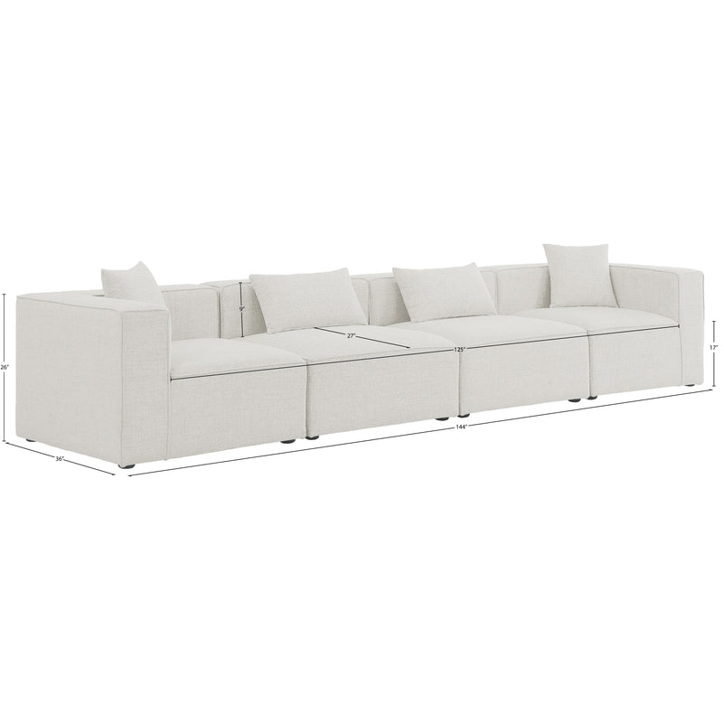 Meridian Cube Cream Durable Linen Textured Modular Sofa IMAGE 9