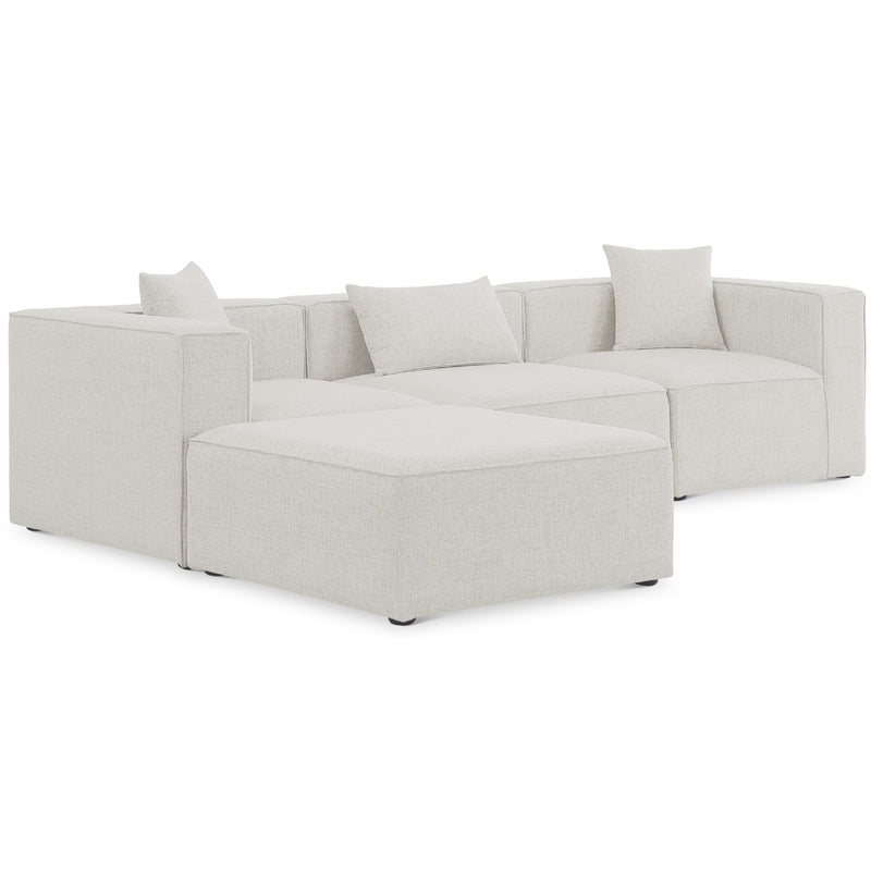 Meridian Cube Cream Durable Linen Textured Modular Sectional IMAGE 1
