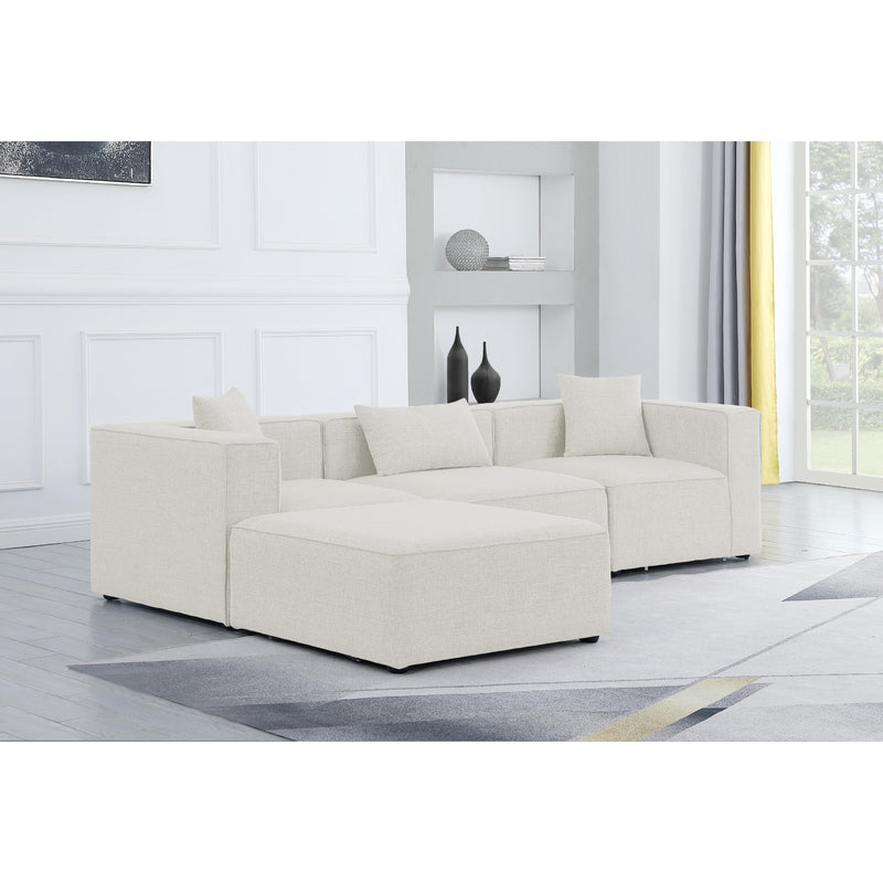 Meridian Cube Cream Durable Linen Textured Modular Sectional IMAGE 3