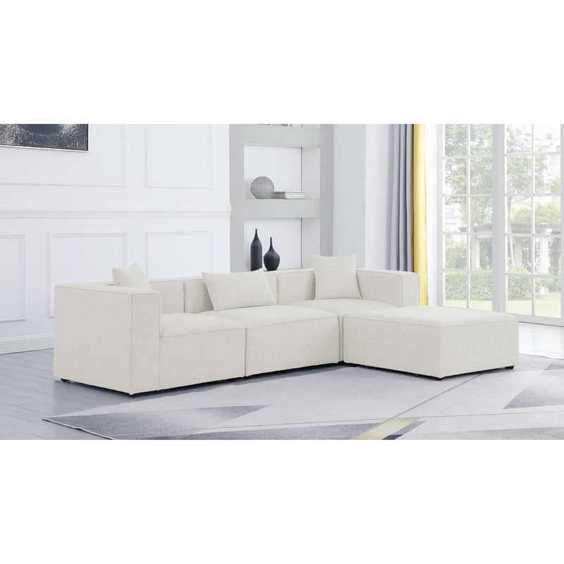 Meridian Cube Cream Durable Linen Textured Modular Sectional IMAGE 4