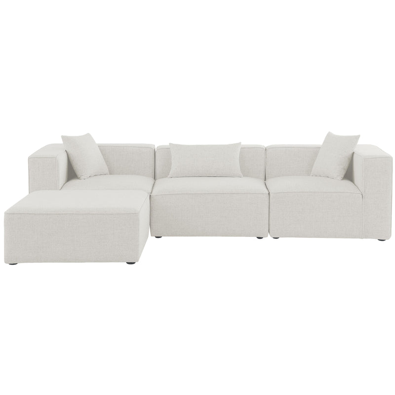 Meridian Cube Cream Durable Linen Textured Modular Sectional IMAGE 7