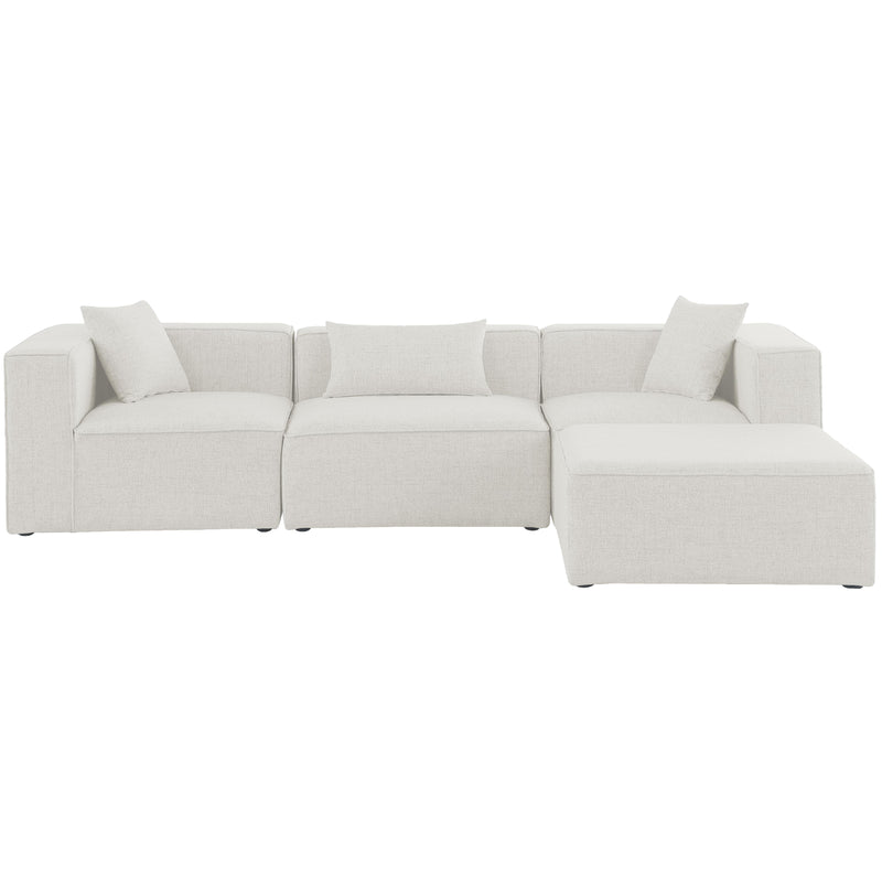Meridian Cube Cream Durable Linen Textured Modular Sectional IMAGE 8