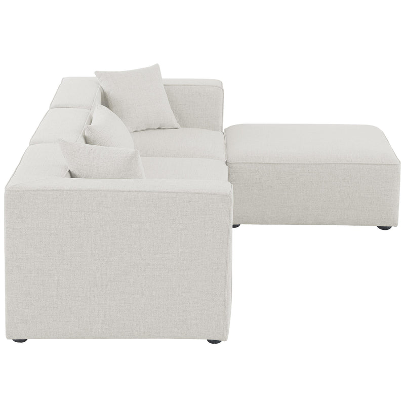 Meridian Cube Cream Durable Linen Textured Modular Sectional IMAGE 9