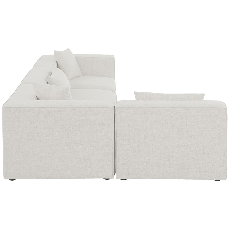 Meridian Cube Cream Durable Linen Textured Modular Sectional IMAGE 10