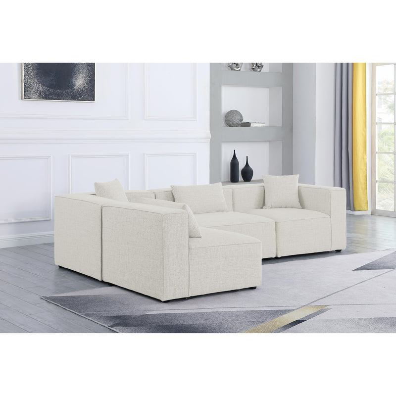 Meridian Cube Cream Durable Linen Textured Modular Sectional IMAGE 3