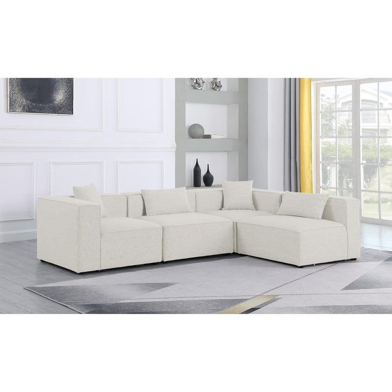 Meridian Cube Cream Durable Linen Textured Modular Sectional IMAGE 4