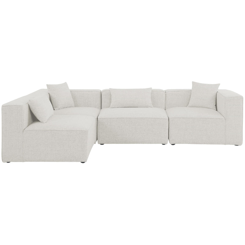 Meridian Cube Cream Durable Linen Textured Modular Sectional IMAGE 7