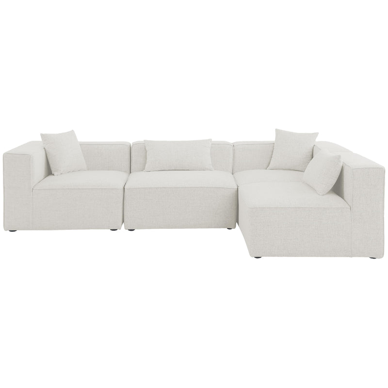 Meridian Cube Cream Durable Linen Textured Modular Sectional IMAGE 8