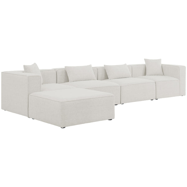 Meridian Cube Cream Durable Linen Textured Modular Sectional IMAGE 1