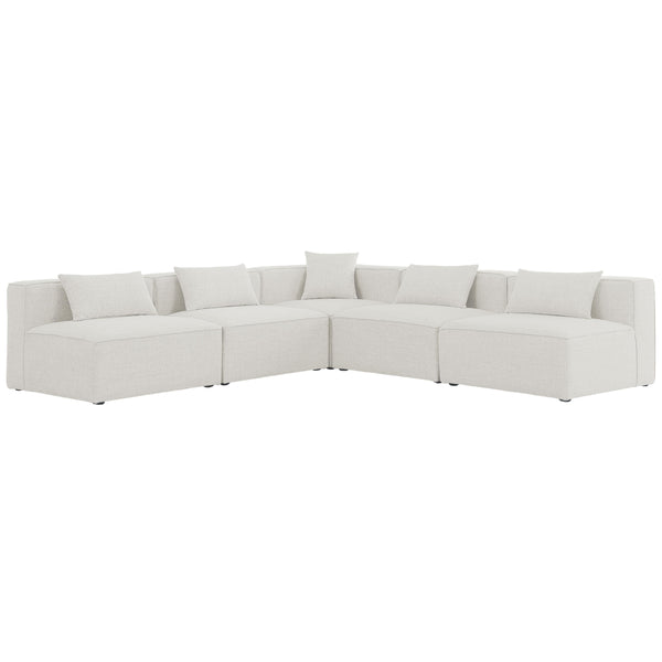 Meridian Cube Cream Durable Linen Textured Modular Sectional IMAGE 1