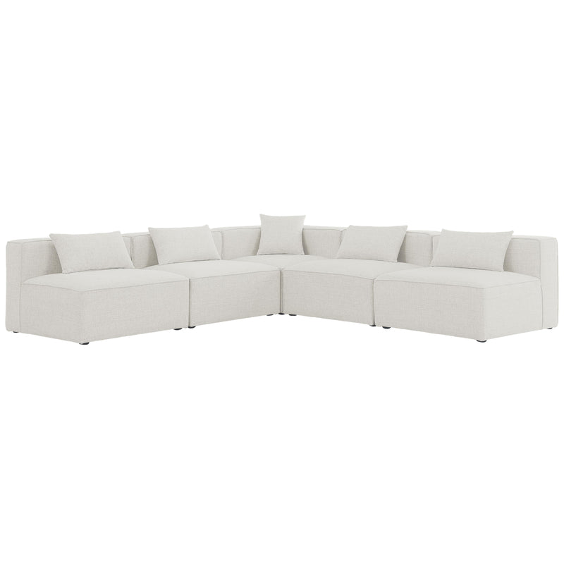 Meridian Cube Cream Durable Linen Textured Modular Sectional IMAGE 1