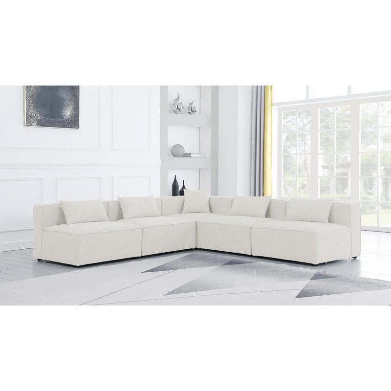 Meridian Cube Cream Durable Linen Textured Modular Sectional IMAGE 2