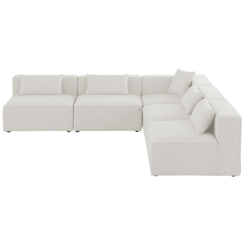 Meridian Cube Cream Durable Linen Textured Modular Sectional IMAGE 4