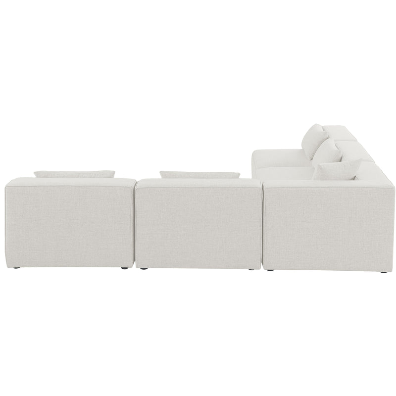 Meridian Cube Cream Durable Linen Textured Modular Sectional IMAGE 5