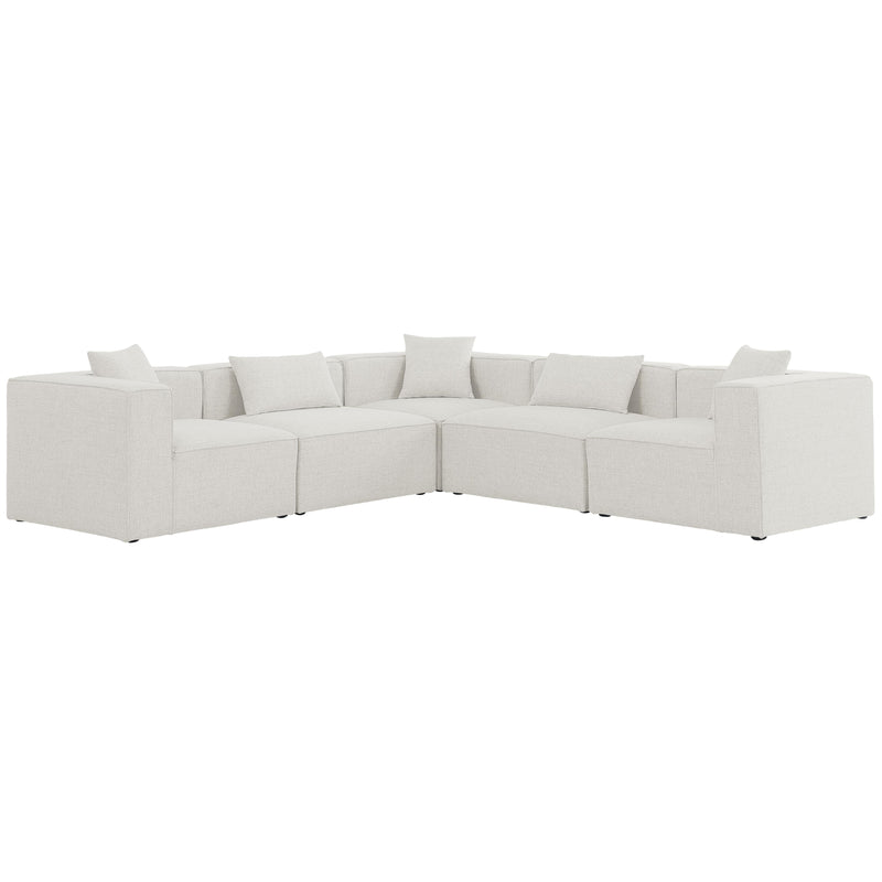 Meridian Cube Cream Durable Linen Textured Modular Sectional IMAGE 1