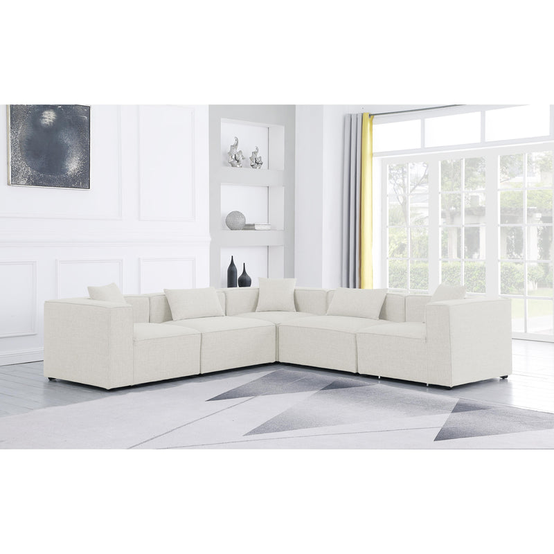 Meridian Cube Cream Durable Linen Textured Modular Sectional IMAGE 2