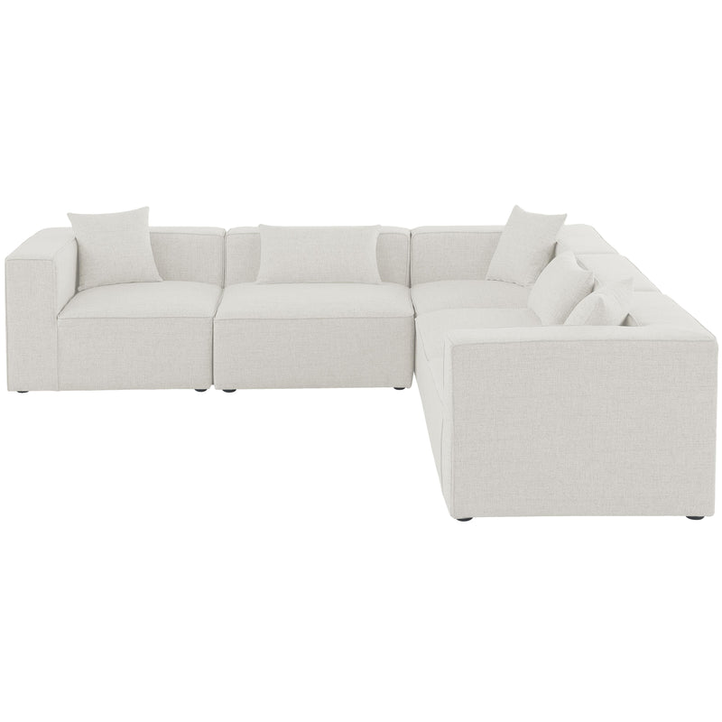 Meridian Cube Cream Durable Linen Textured Modular Sectional IMAGE 4