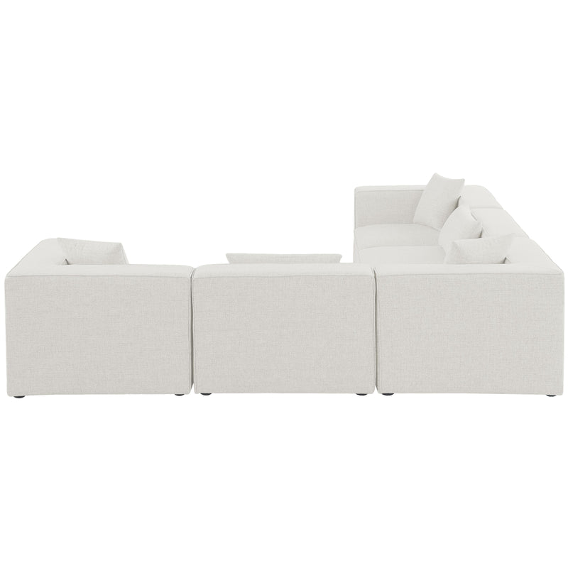 Meridian Cube Cream Durable Linen Textured Modular Sectional IMAGE 5