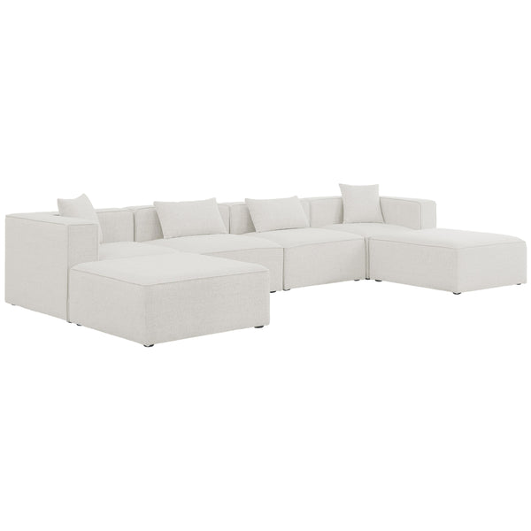 Meridian Cube Cream Durable Linen Textured Modular Sectional IMAGE 1