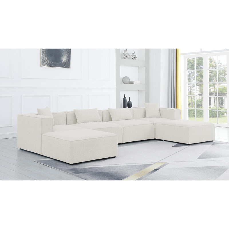 Meridian Cube Cream Durable Linen Textured Modular Sectional IMAGE 2