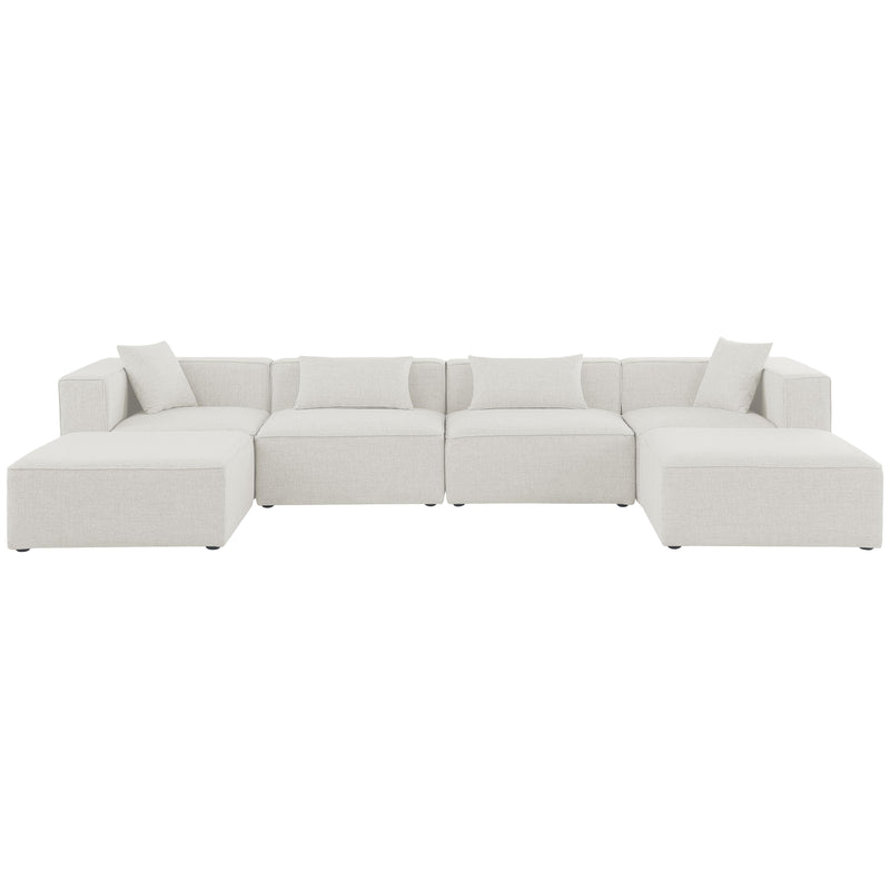 Meridian Cube Cream Durable Linen Textured Modular Sectional IMAGE 4